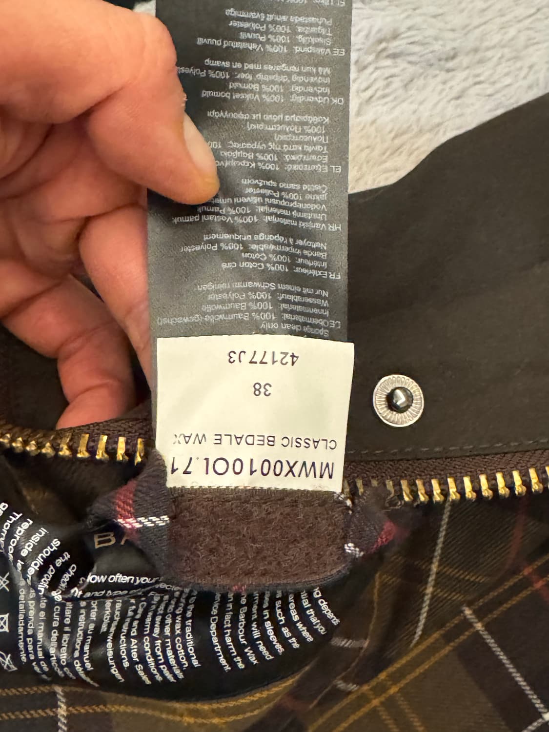 바버 클래식 비데일 왁스자켓 올리브 (38) 상품이미지2