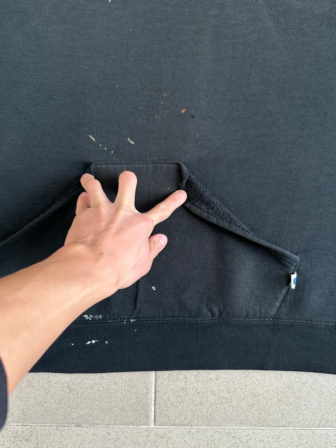 90s 빈티지 러셀 후드 블랙 L USA 디스트레스드 상품이미지6