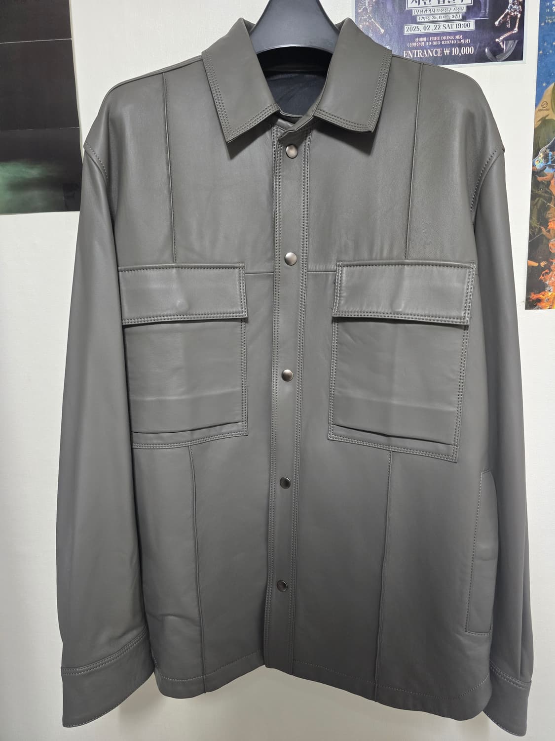 (정품) 솔리드옴므 트러커 가죽 자켓 50 (명품 패딩 점퍼 레더) 상품이미지1