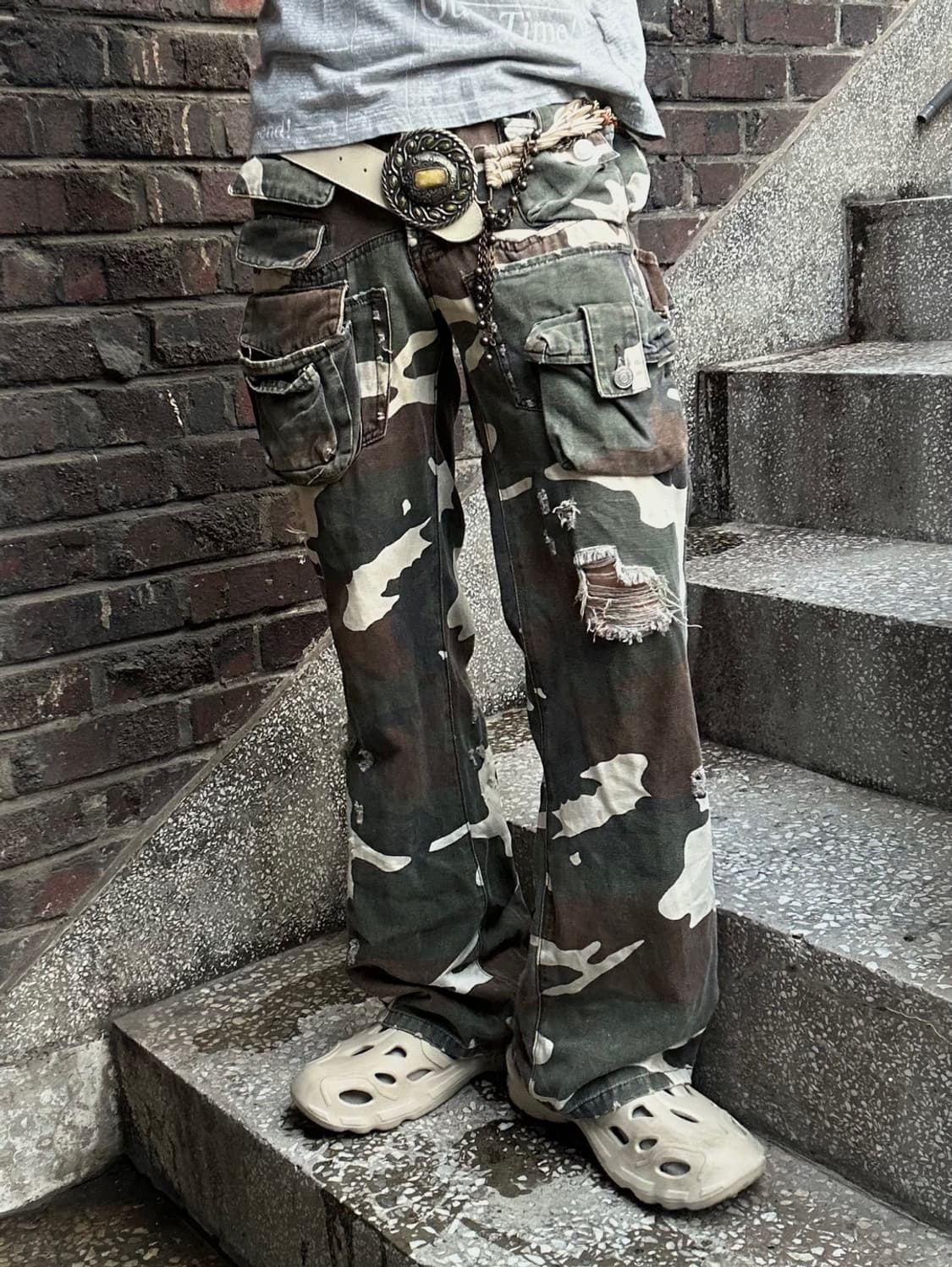 *rare* 빈티지 00s 그런지 기믹 밀리터리 부츠컷 카고팬츠  상품이미지1