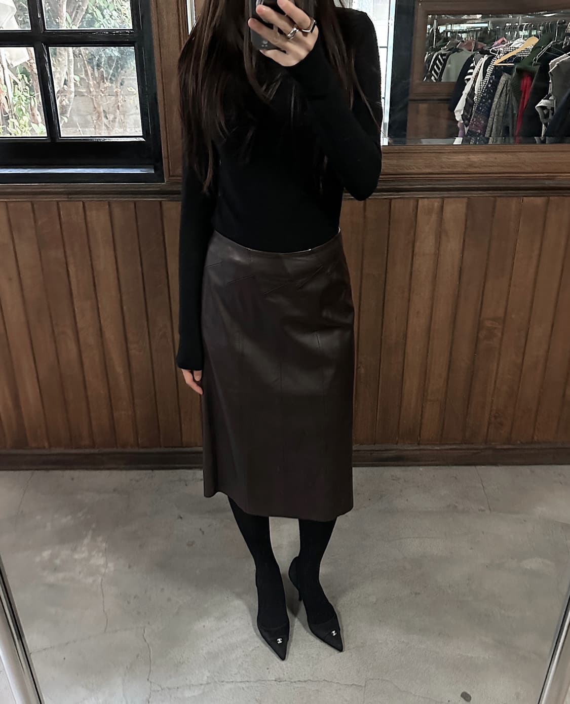 LOEWE lether midi skirt 상품이미지1