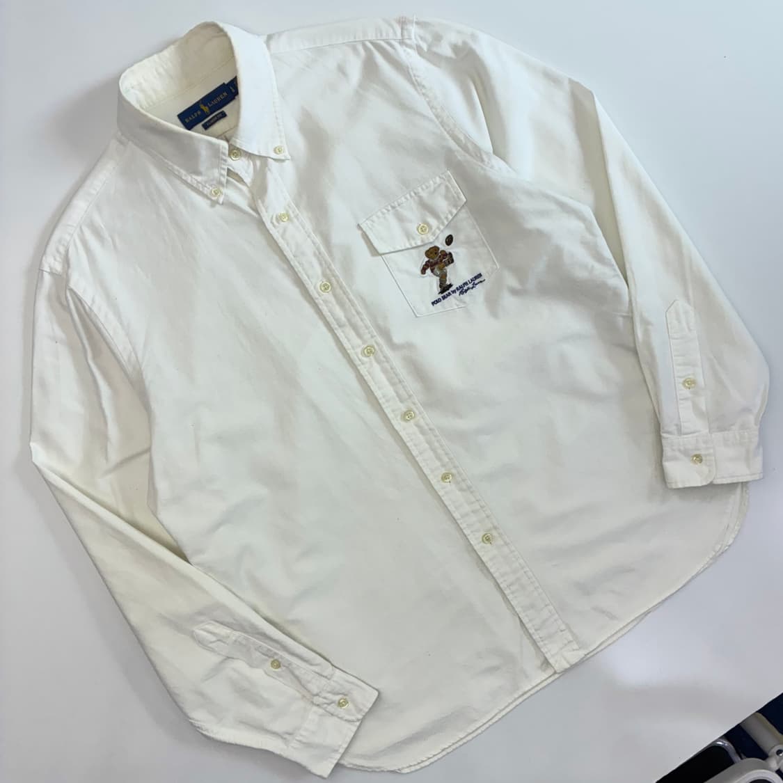 Polo 폴로 랄프로렌 신형 폴로베어 자수 포켓 화이트 옥스포드 셔츠 상품이미지2