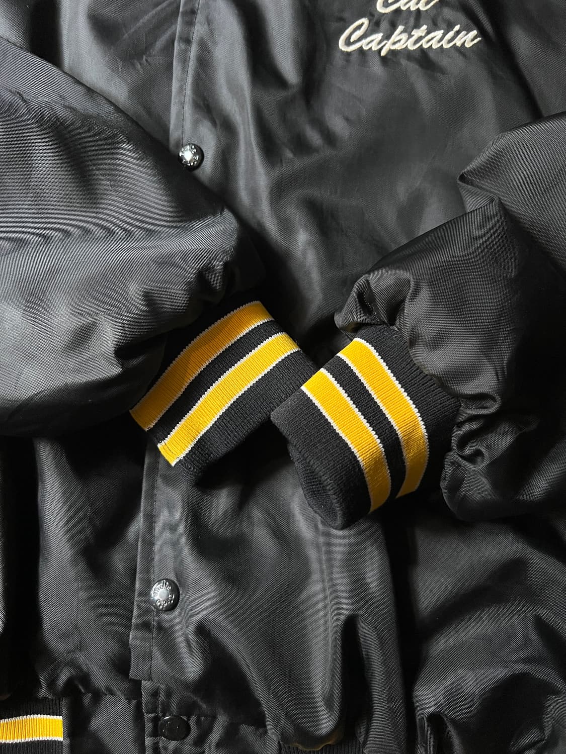 [XL]80's Made in USA POST 340 블랙 바시티 자켓 상품이미지6