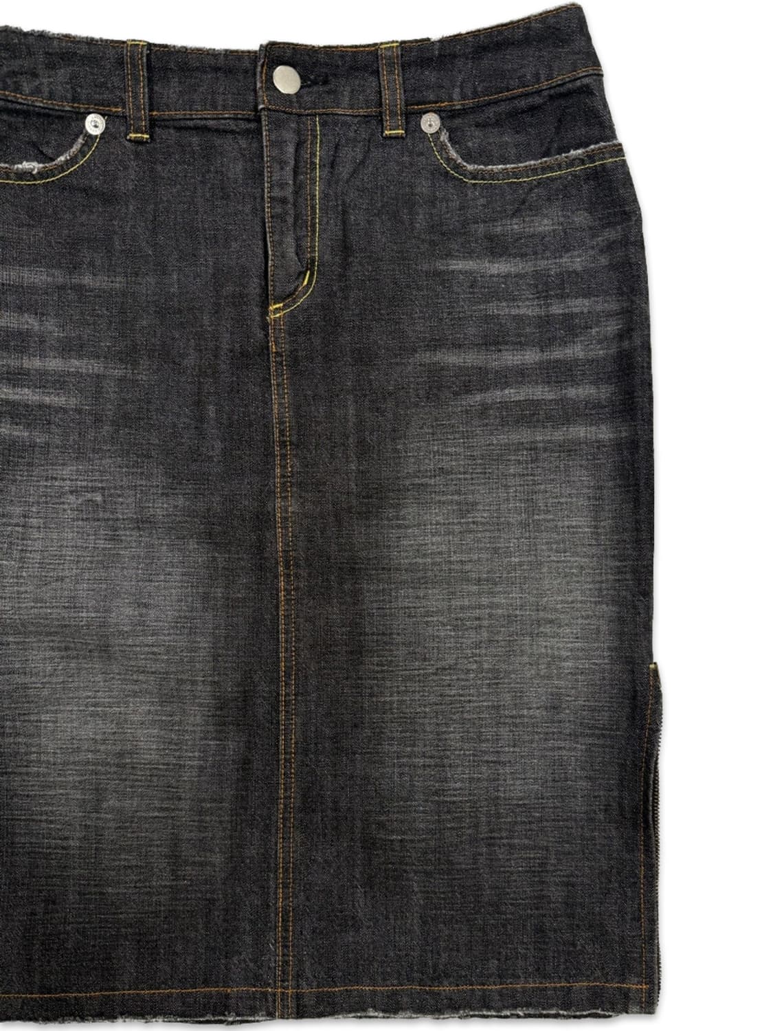 빈티지 블랙 데님 사이드 지퍼 미디 스커트 상품이미지2
