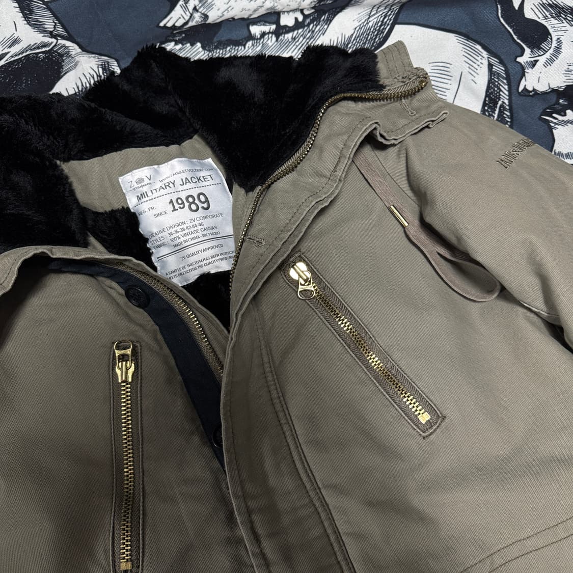 쟈딕앤볼테르 안감 퍼 밀리터리야상 XS사이즈  상품이미지4