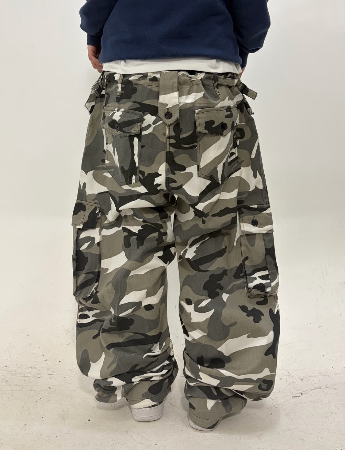 90s 빈티지 그레이 카모플라주 카고 와이드 팬츠 상품이미지3