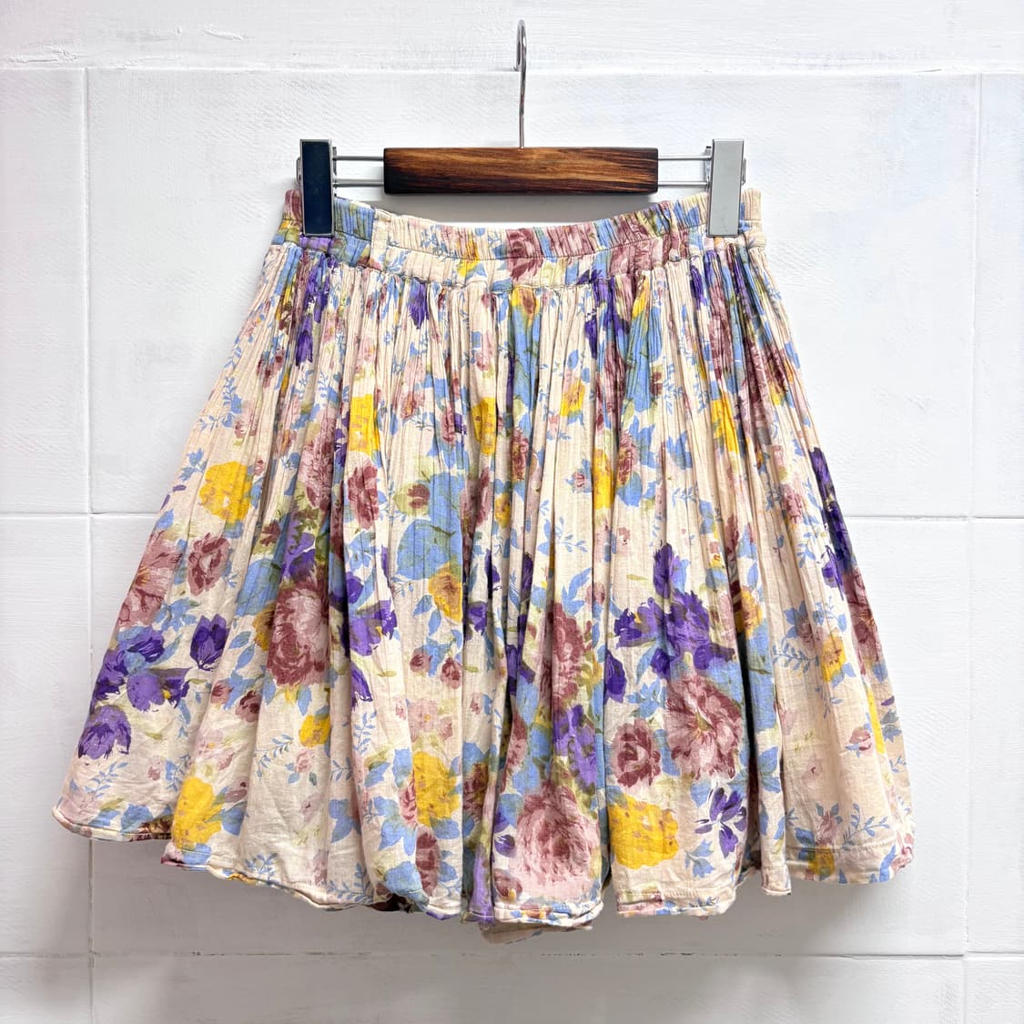 플라워 플리츠 코튼 주름 미니 스커트 팬츠 JPN 상품이미지1