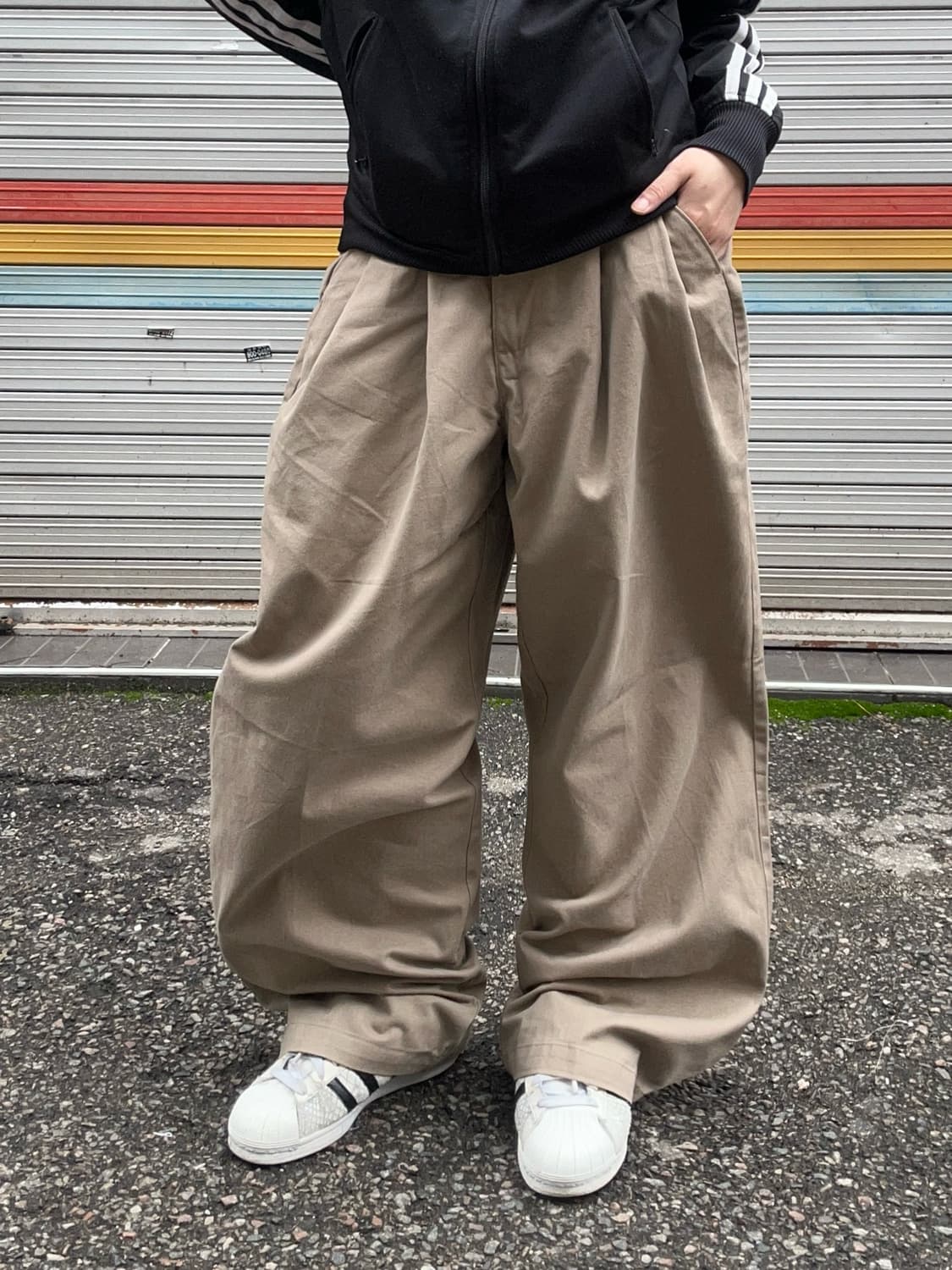 90s OLD NAVY 베이지 핀턱 치노 와이드팬츠 상품이미지1