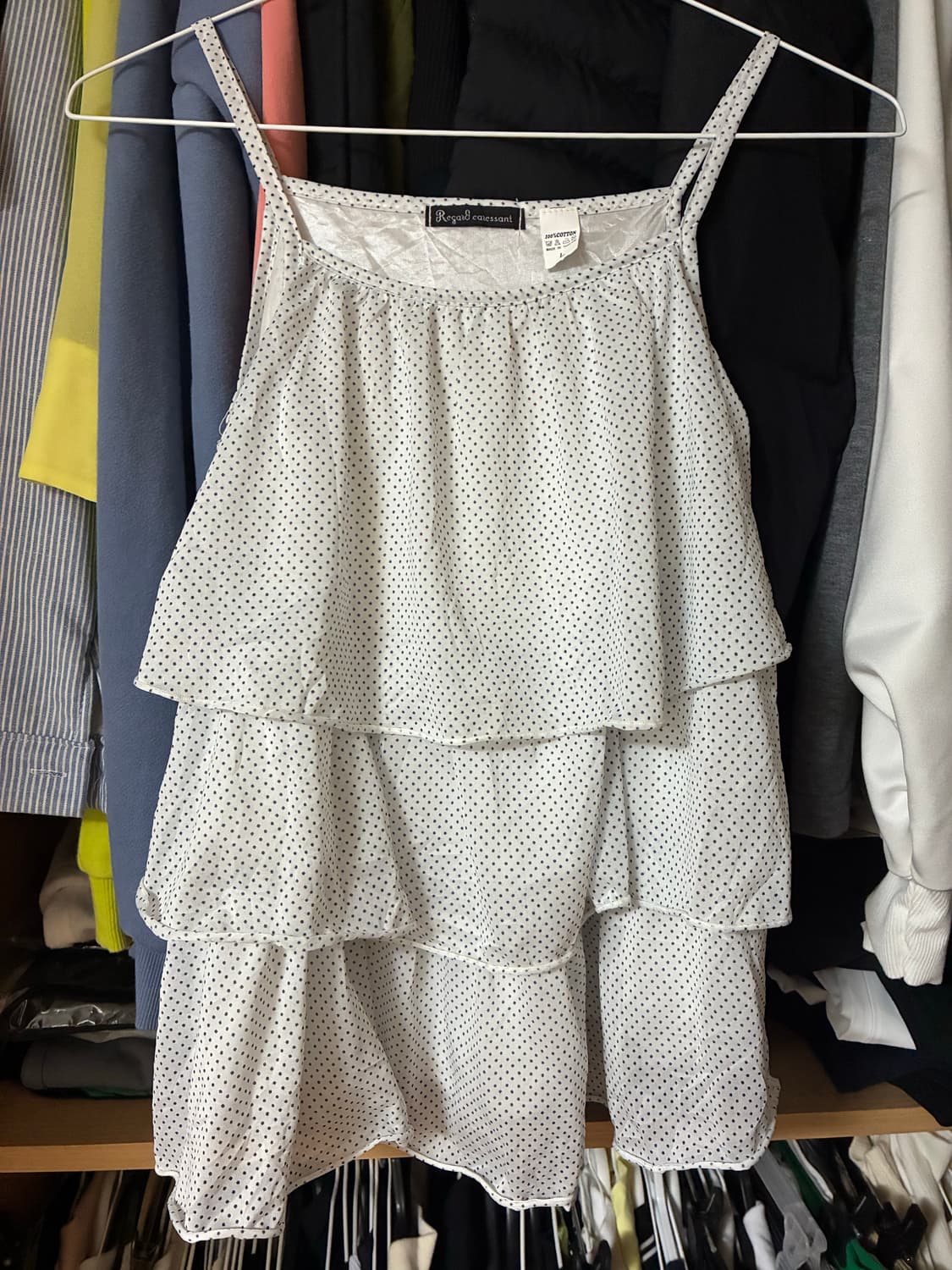 빈티지 모리걸 도트 패턴 나시 슬리브리스 상품이미지1