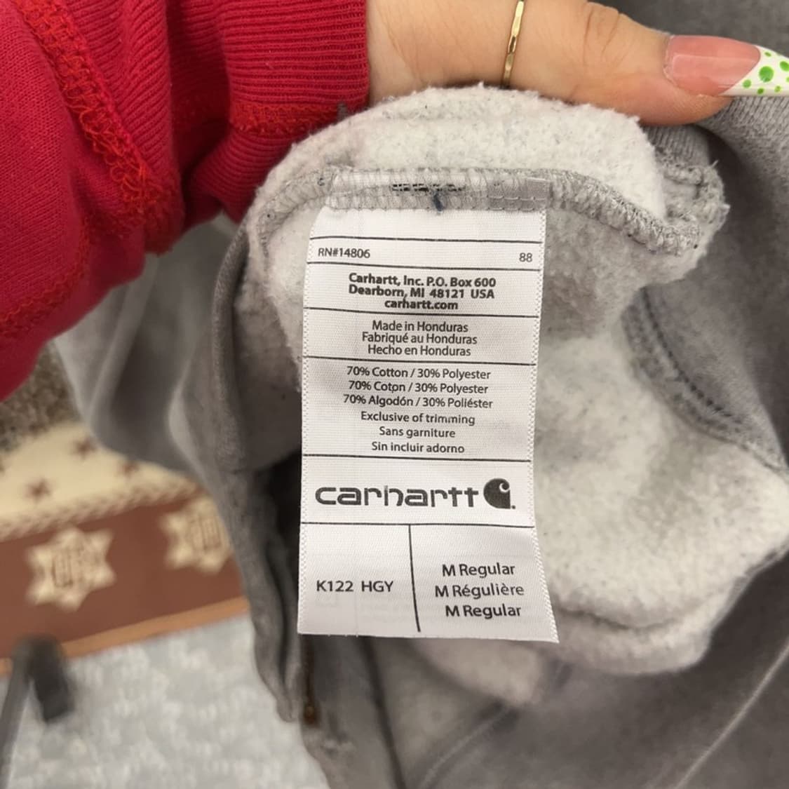 칼하트 베이직 빈티지 캐주얼 오버핏 기모 집업 M C09234 상품이미지6