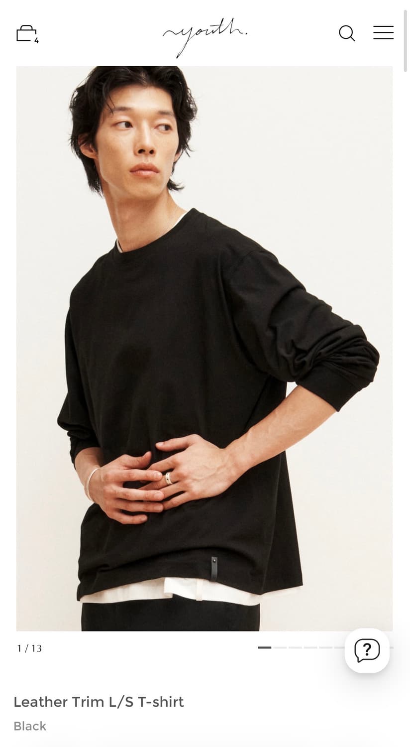 [L] 유스 레더 트림 롱슬리브 티셔츠 상품이미지1