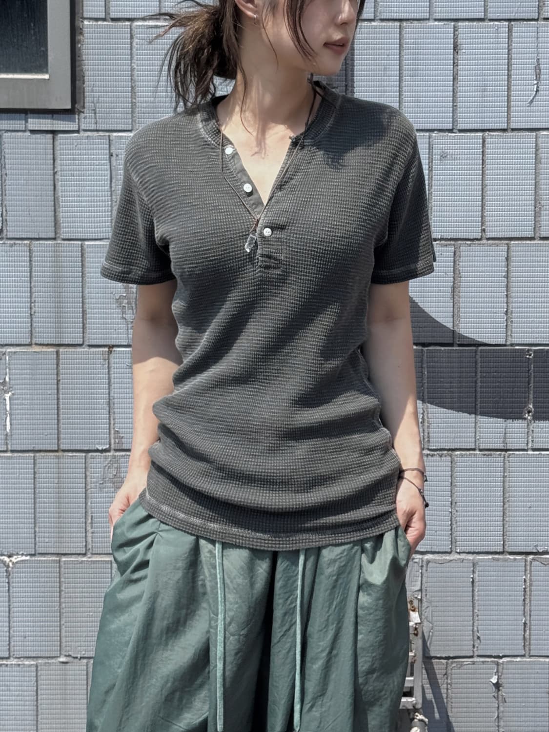 Double RL RALPH LAUREN 1993 헨리넥 와플 반팔티 상품이미지1