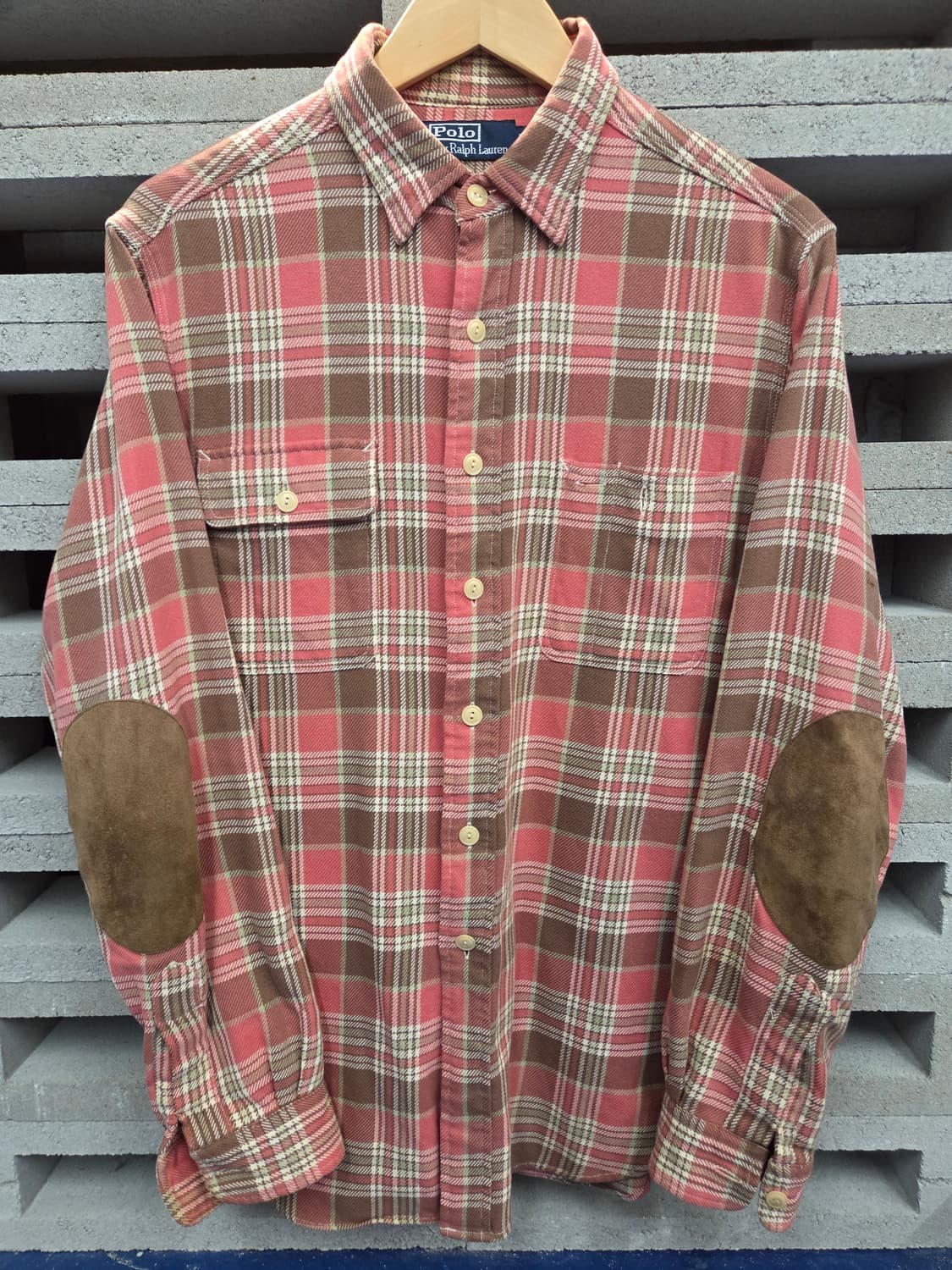 PRL 폴로 랄프로렌 엘보우 스웨이드 패치 체크 셔츠 상품이미지5