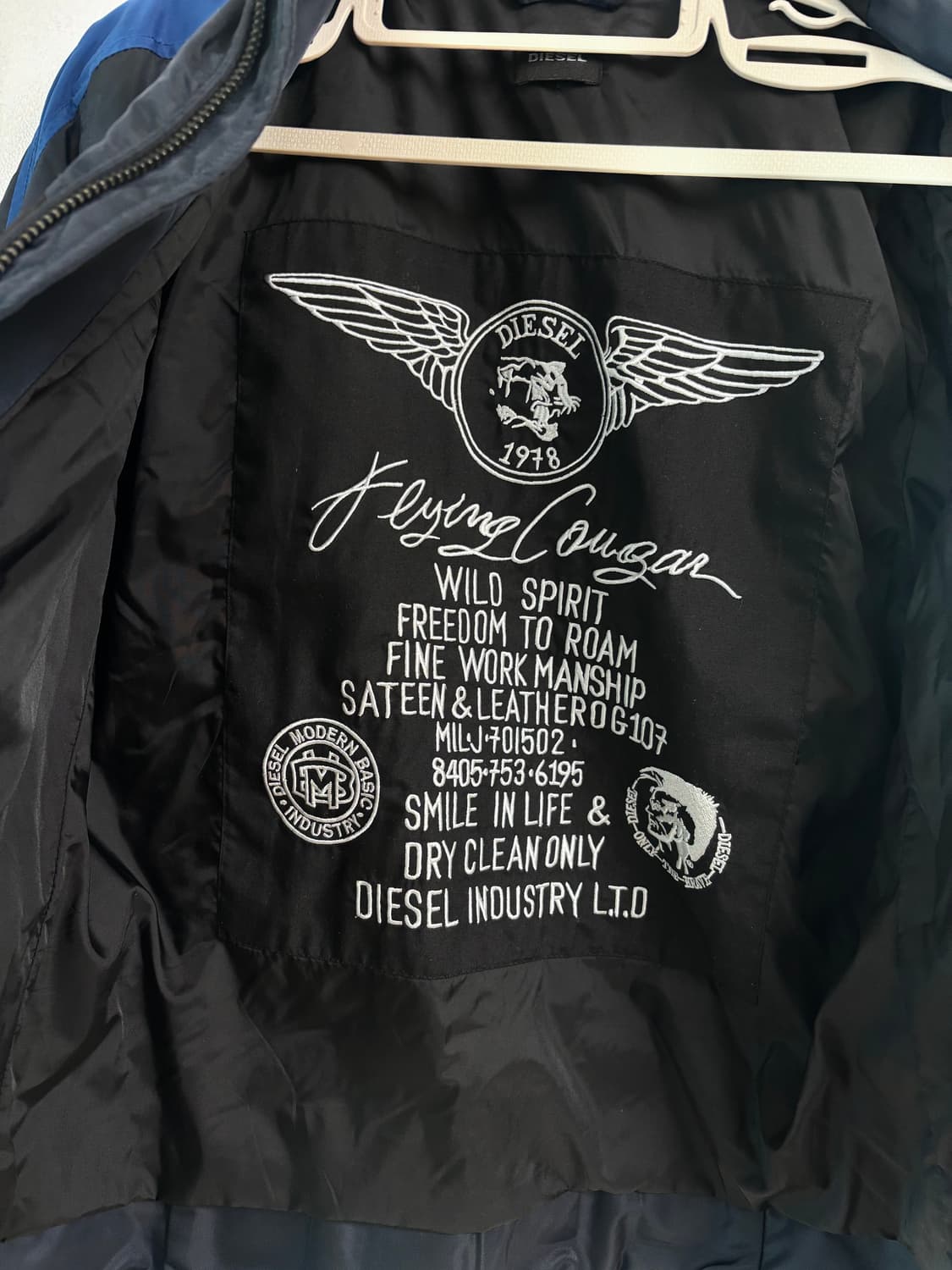 디젤 블루&블랙 나일론 바이커 자켓 (M-L) 상품이미지3