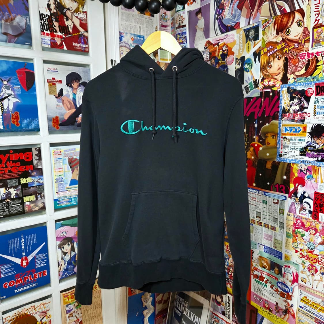 챔피온 그린 레터링 자수 후드티 상품이미지2