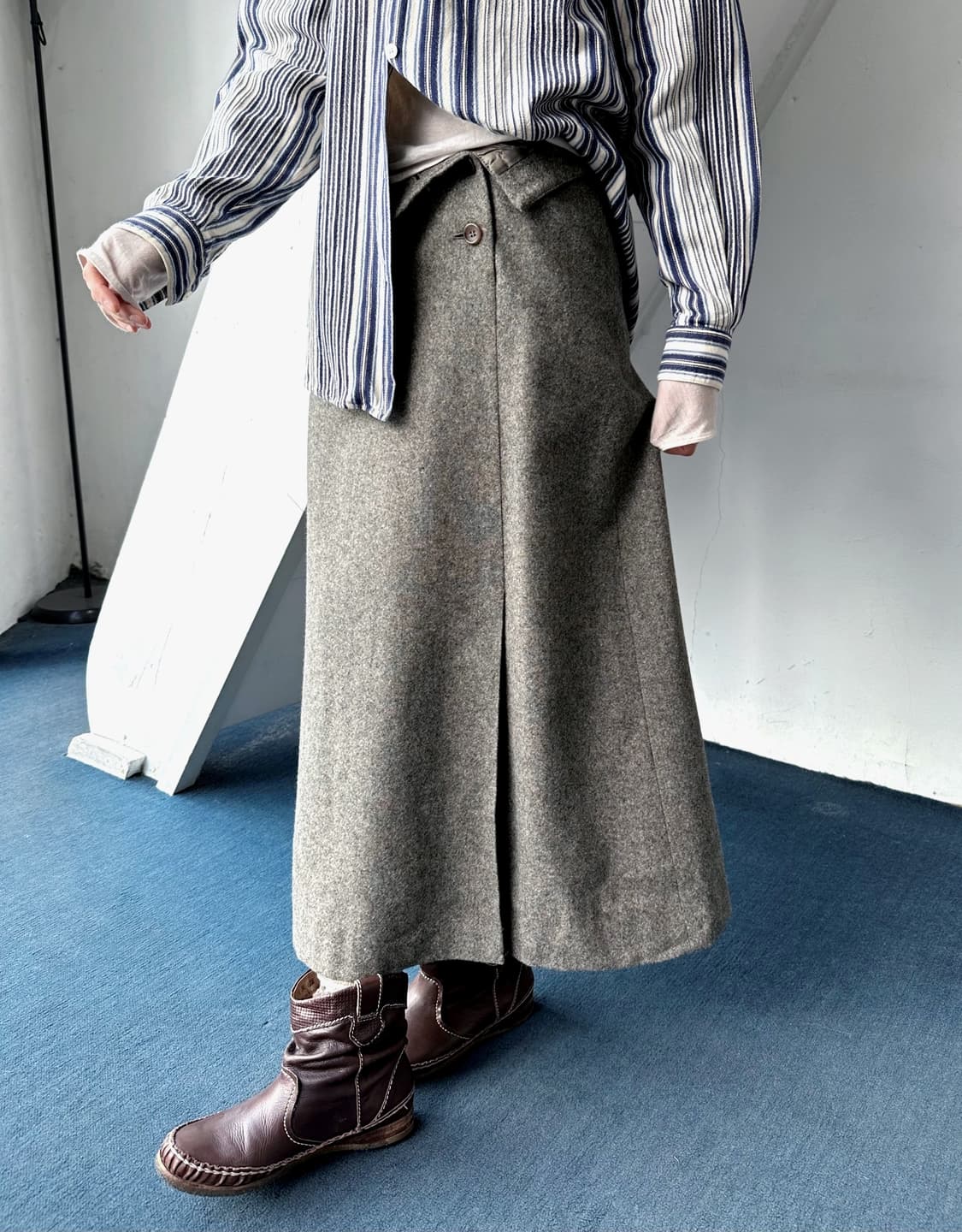 Tweed fabric panel loose skirt 상품이미지8