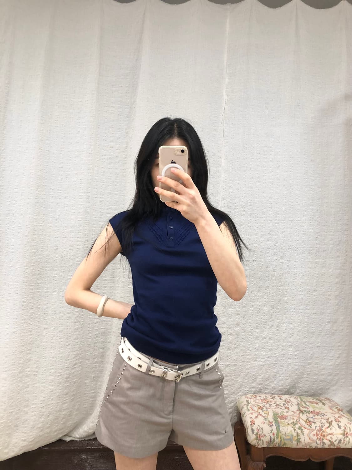 navy elegance collar top 상품이미지4