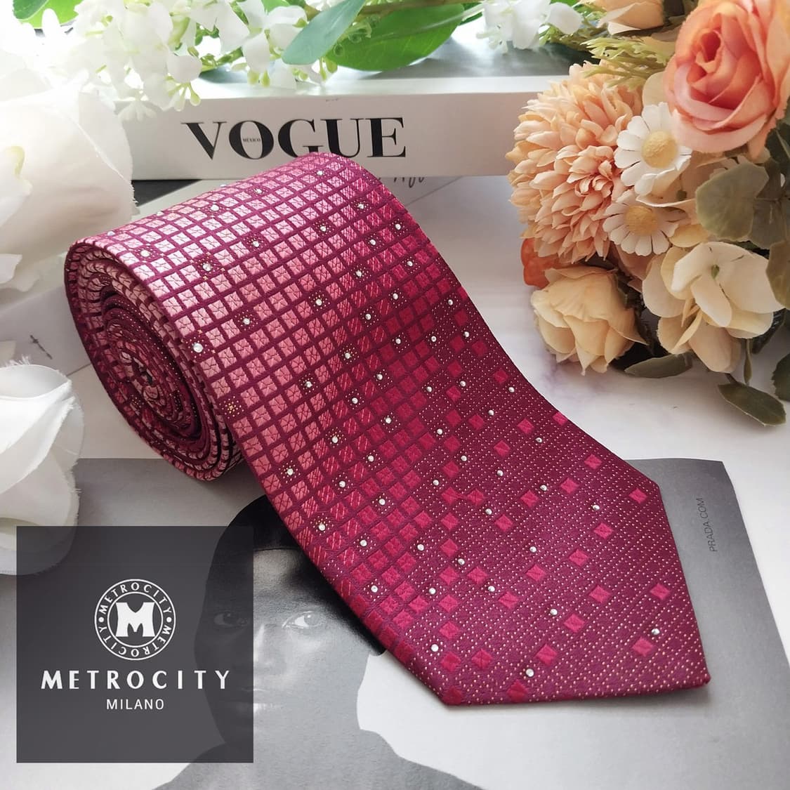메트로시티 실크 와인 믹스 패턴 넥타이 8.6cm A+등급 K2328 상품이미지2