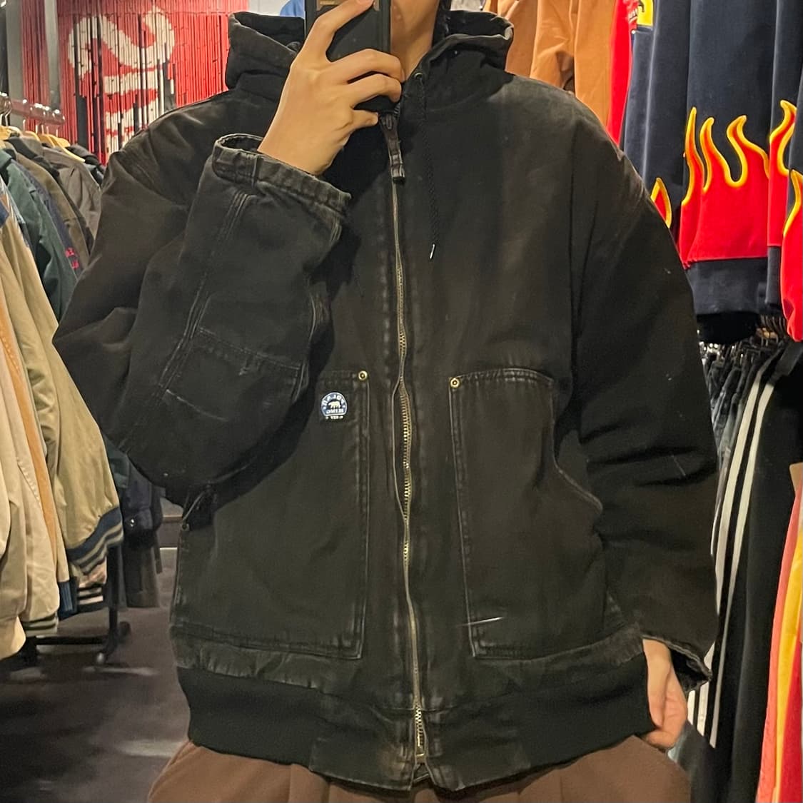 [IM] Vtg 블랙 워싱 후드 워크자켓 상품이미지2