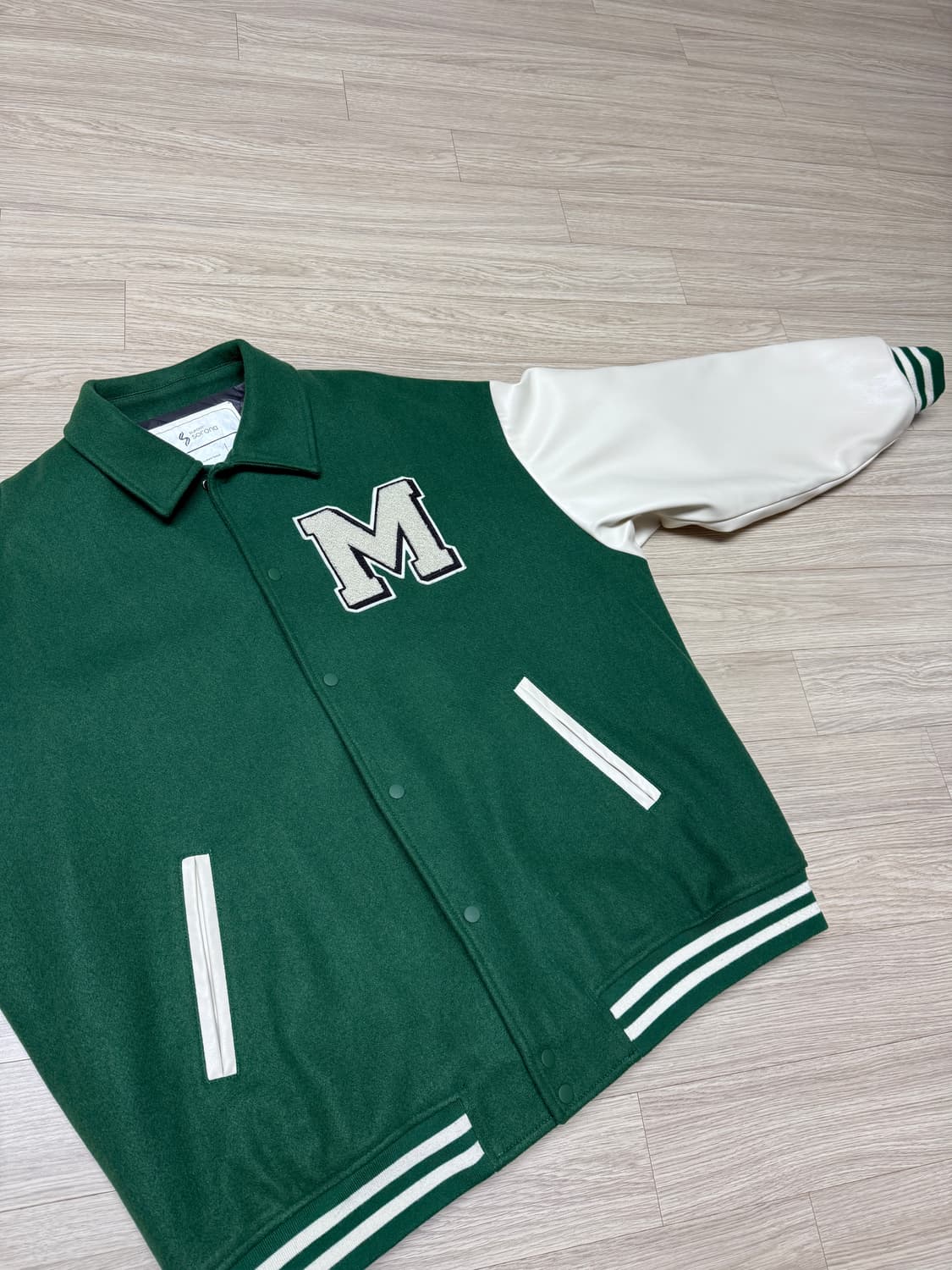 빈티지 바시티 자켓 그린 상품이미지3