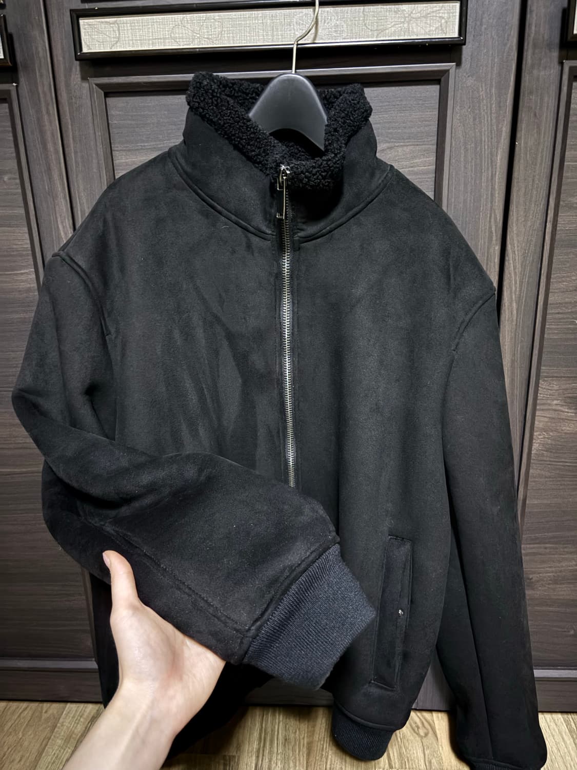 자라 맨즈 블랙 스웨이드 무스탕 자켓 블랙 뽀글이 점퍼 상품이미지1