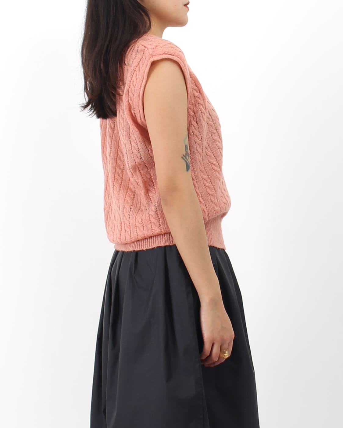 페라가모 Ferragamo 모헤어 핑크 꽈배기 니트 베스트 상품이미지7