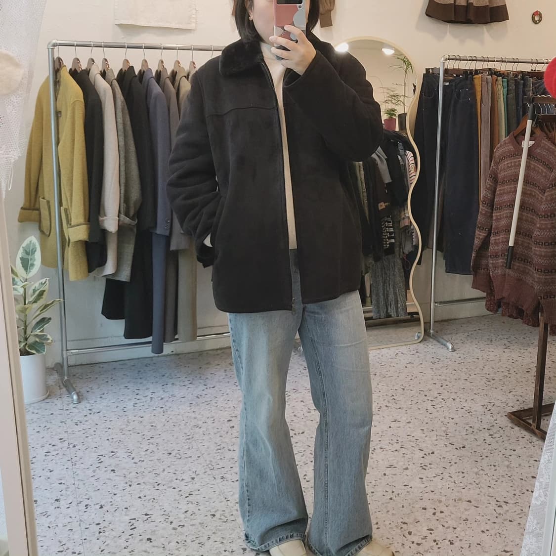 엑시고옴므 리얼 스웨이드 블랙 무스탕 상품이미지2