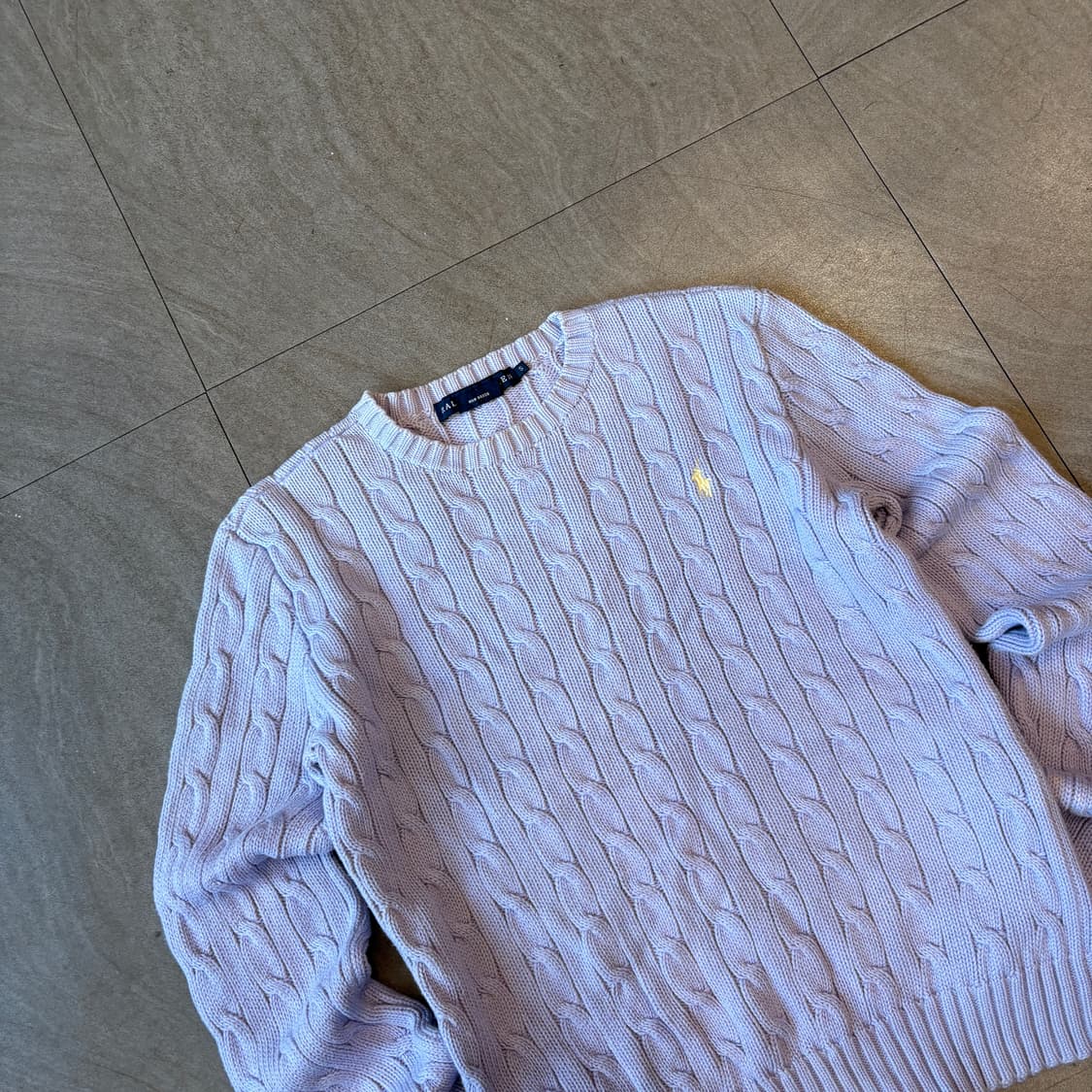 폴로 정품 라이트 퍼플 코튼 꽈배기 니트  상품이미지2