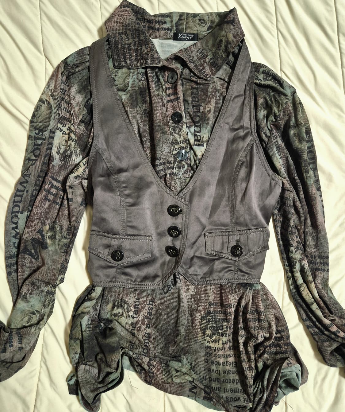 핀터깔 너드 그런지 페어리 셔츠베스트 세트 상품이미지3