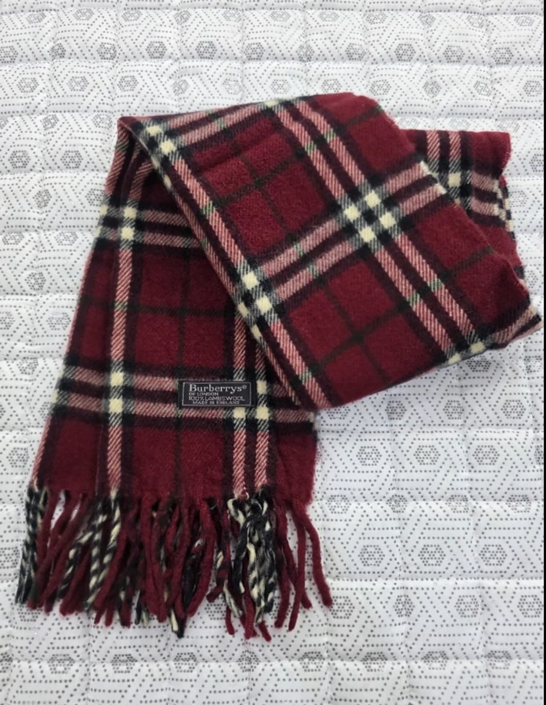 버버리 램스울 체크 머플러 버건디 상품이미지2