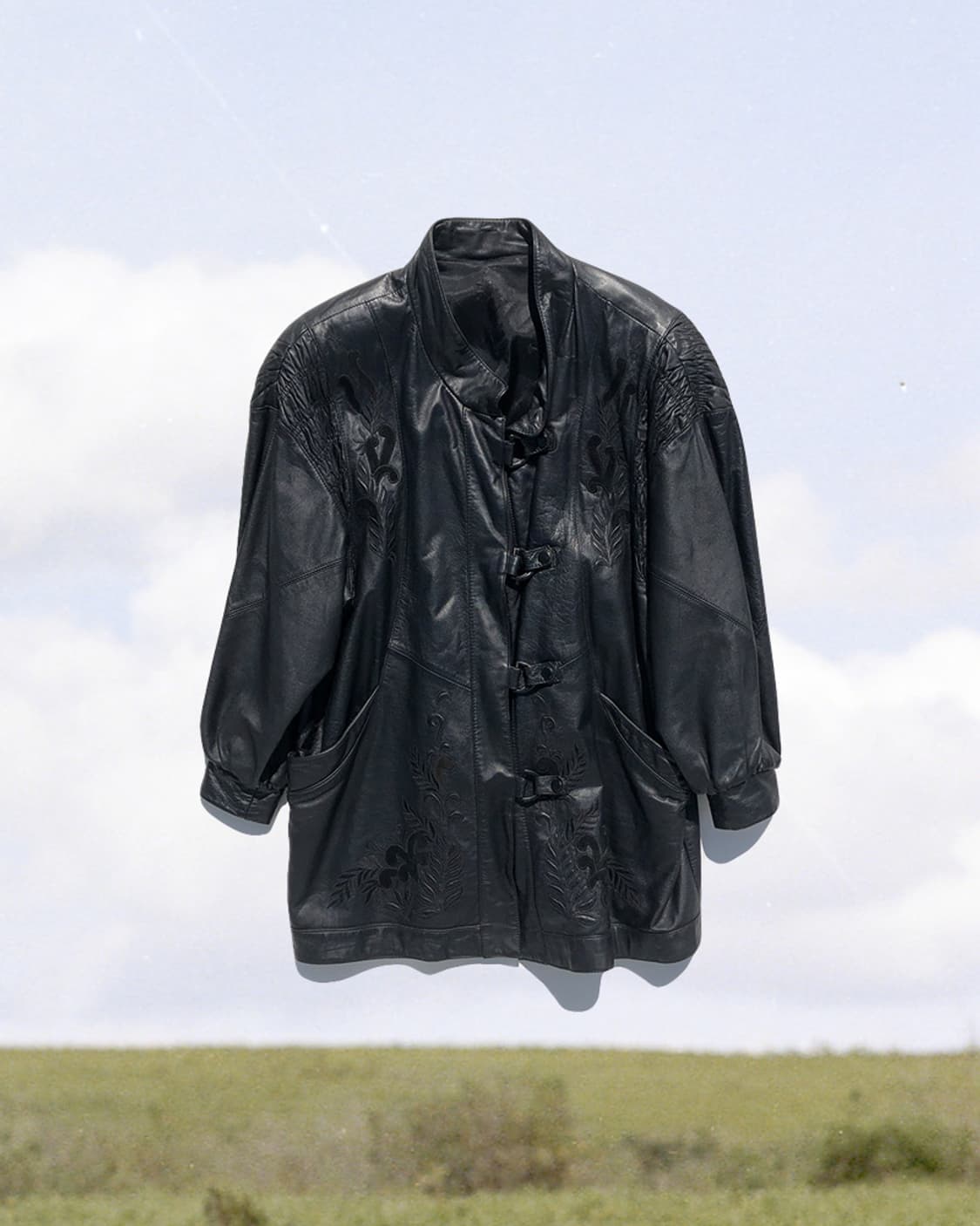 빈티지 램스킨 차이나 카라 가죽 자켓 상품이미지1