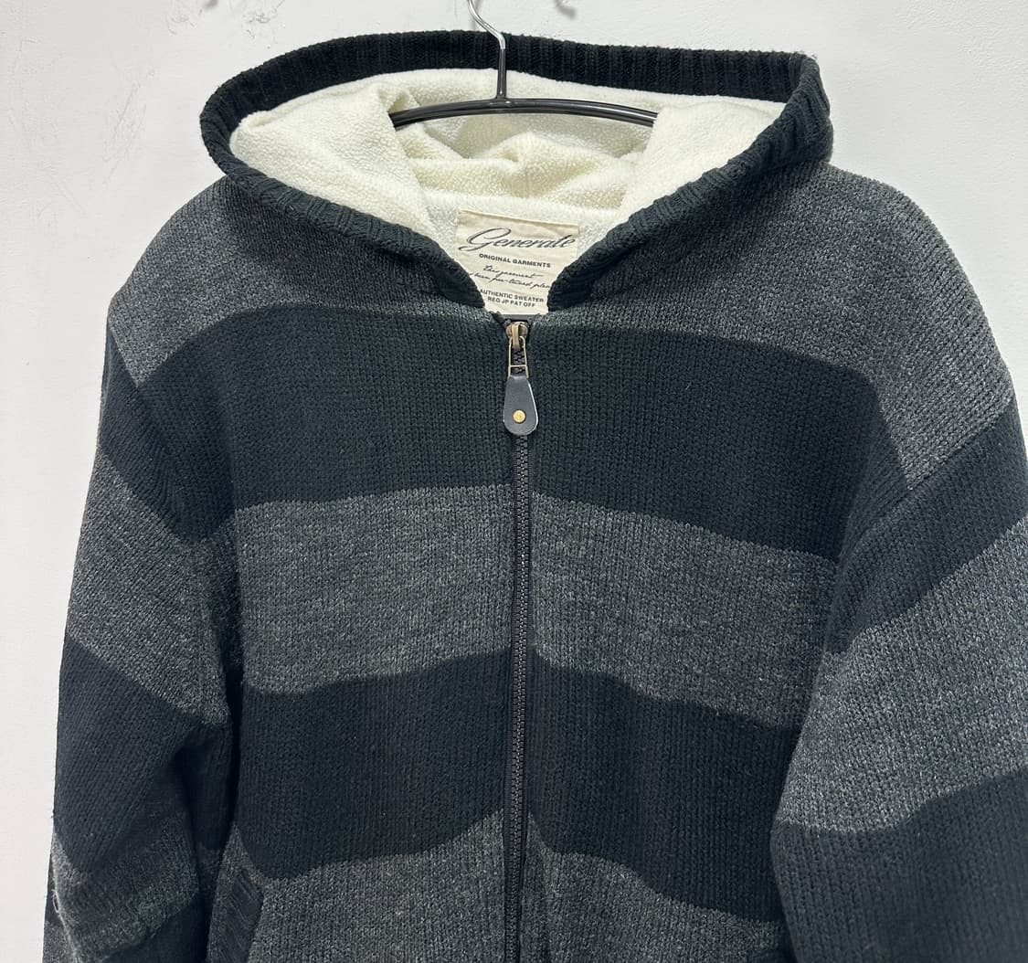 Generate stripe fur knit hood zip up  상품이미지5