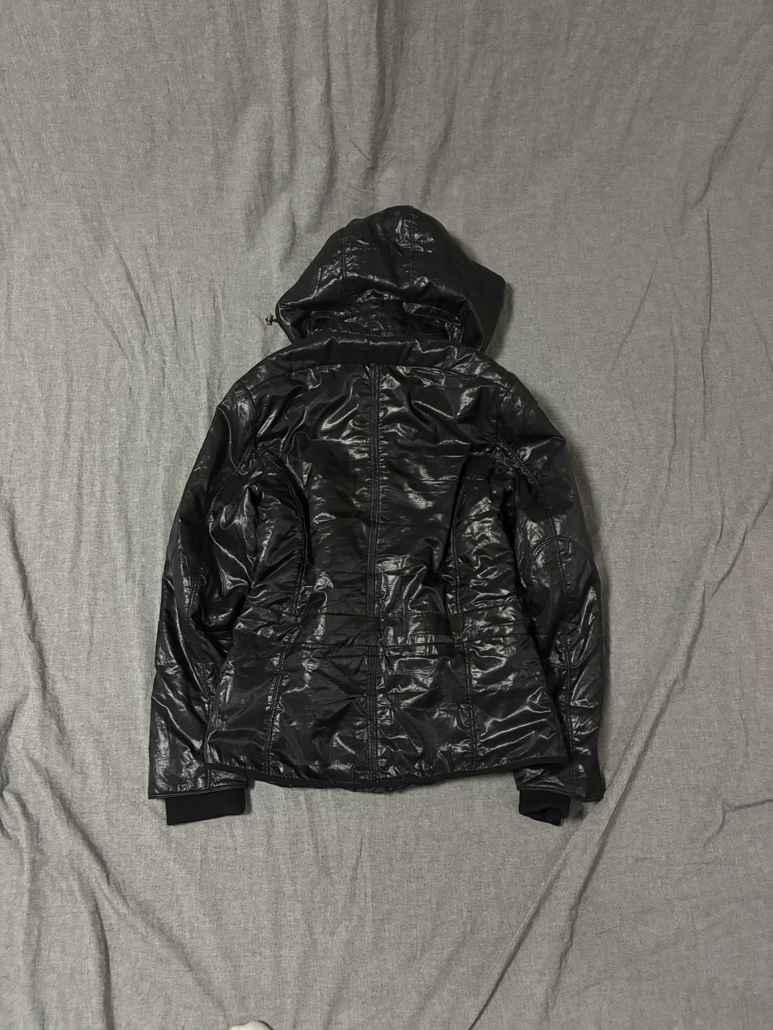 블랙 유광 후드 패딩 점퍼 상품이미지7