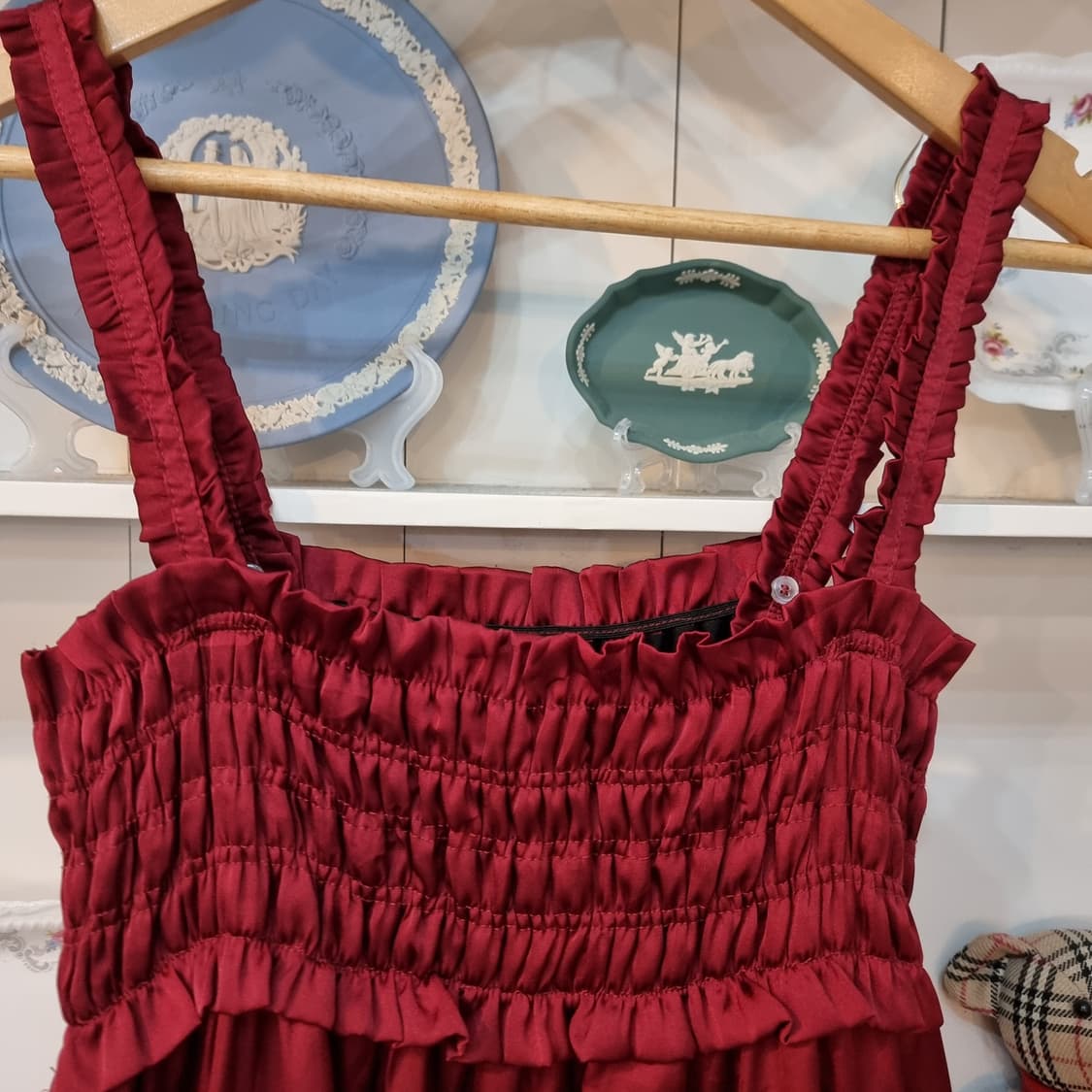 Tralala 트랄라라 레드 플로킹(플로킹) 원피스 상품이미지4