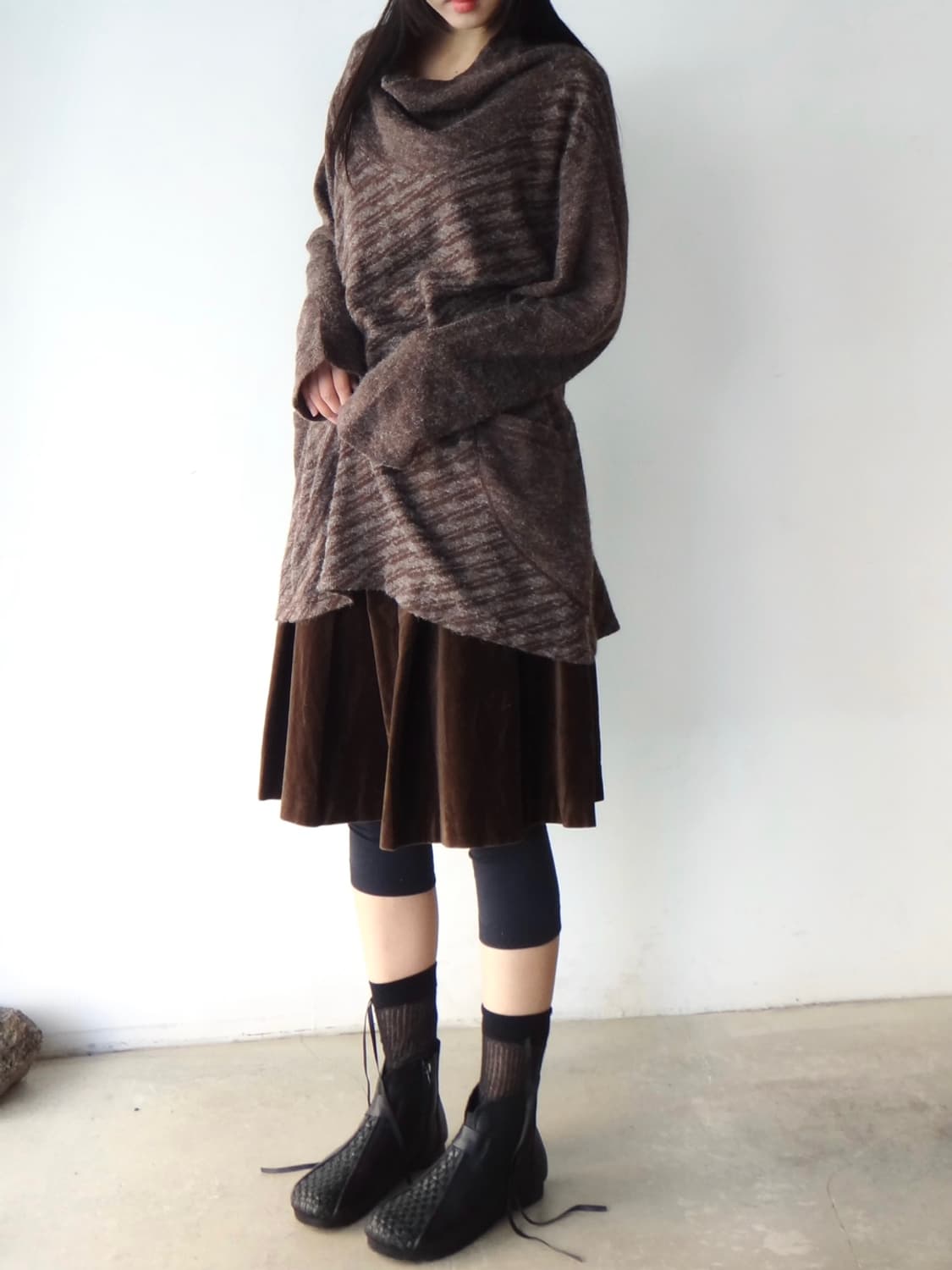 Stripe scheme pocket knit / brown 상품이미지6