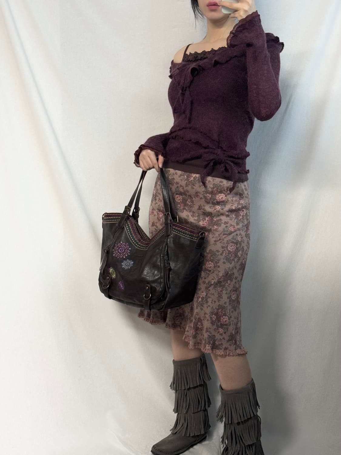 이태리 메이드 러플 니트 플로럴 스커트 2pcs SET 상품이미지6