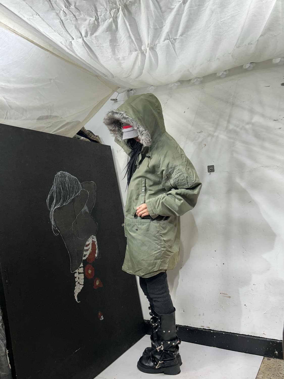 일본빈티지 Rg 울프죠 퍼 후드 개파카 자켓 L 상품이미지3