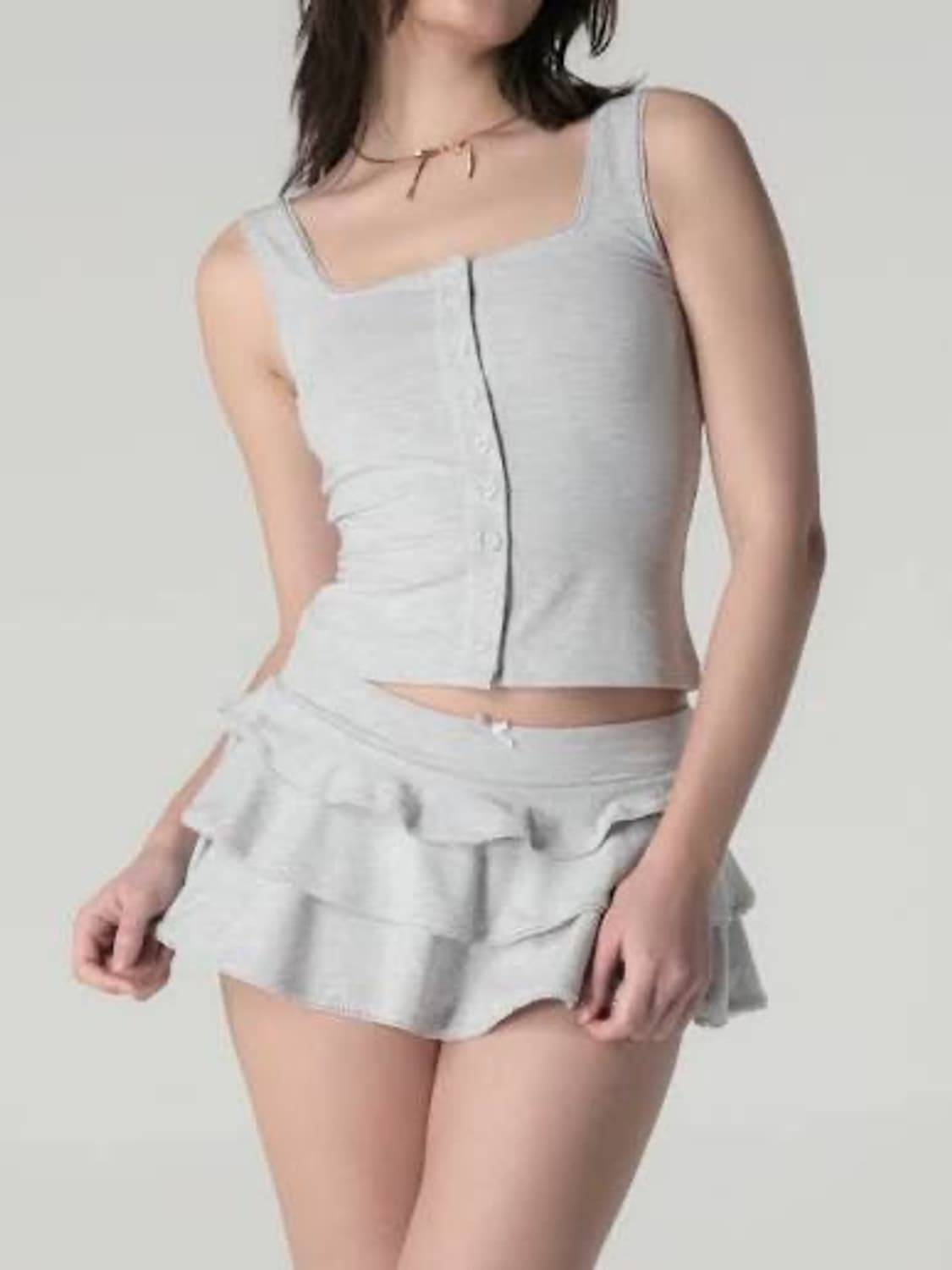 글로니 glowny 피콧프릴 미니스커트 화이트 멜란지 M 상품이미지1