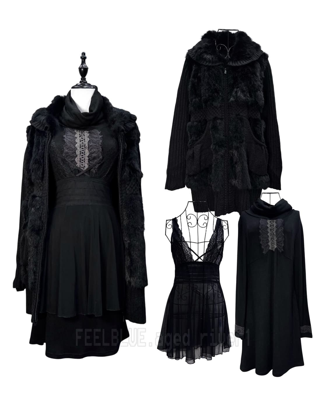 Slip Dress, OZZ ON,Fur jacket 3pcs Set 상품이미지7