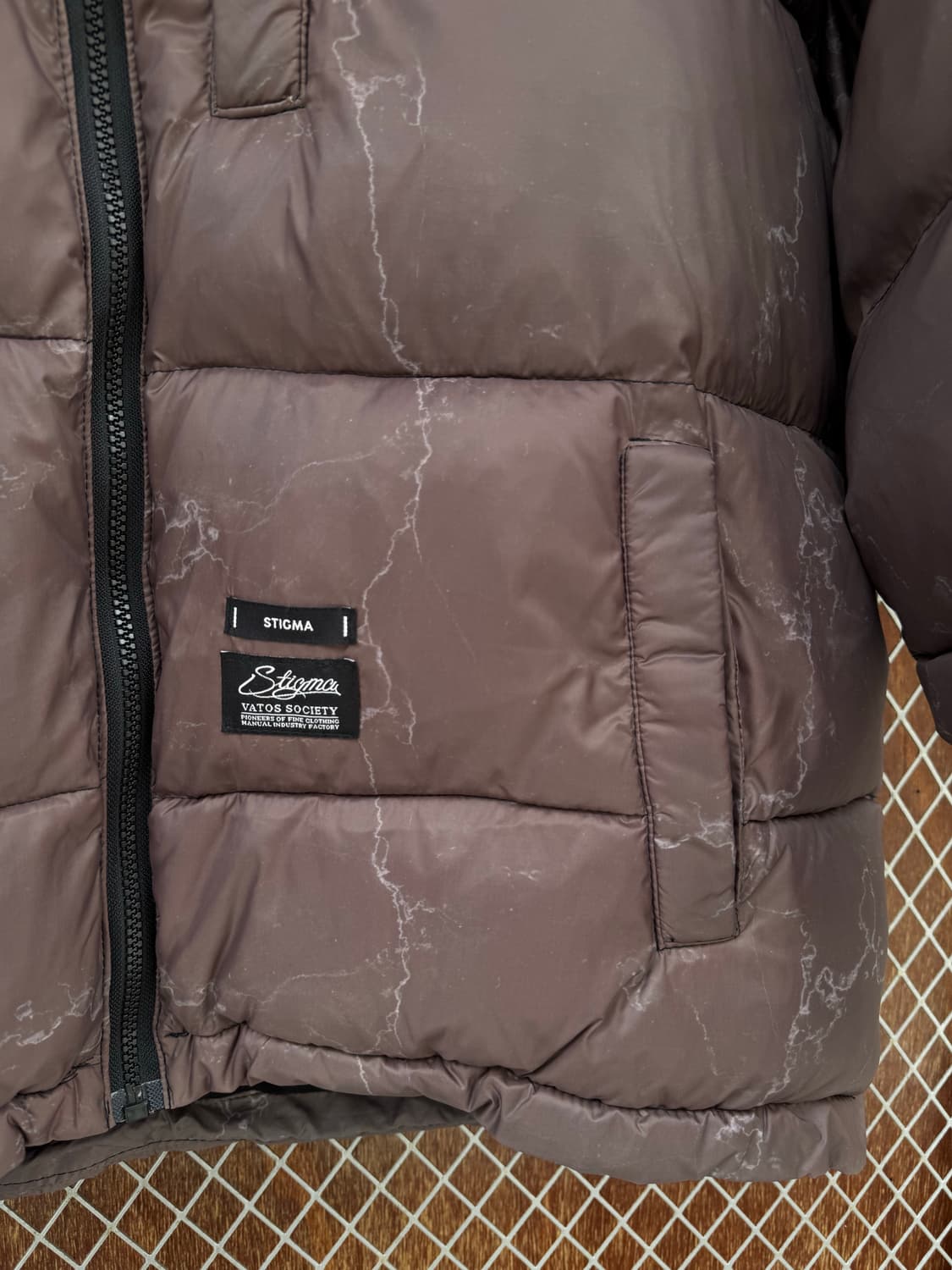 스티그마 STIGMA 브라운 스톤 패턴 오버핏 패딩 점퍼 M 상품이미지3