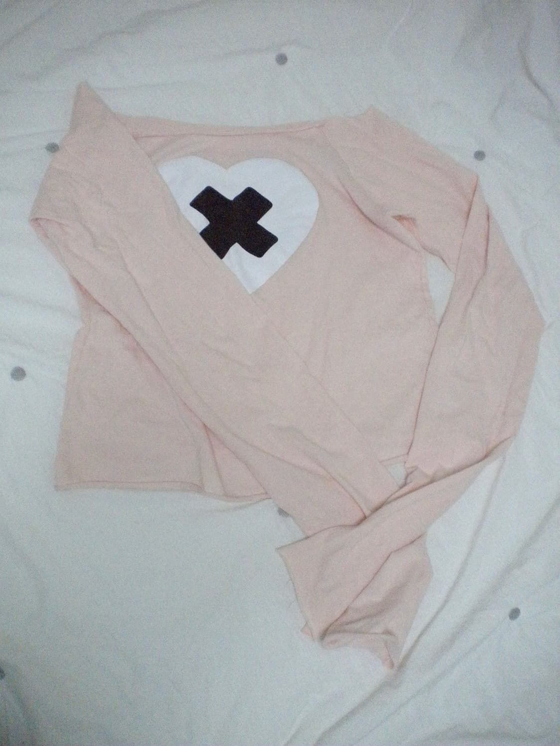 샵페어리 크로스 하트 컷오프 티셔츠 (핑크) 상품이미지1