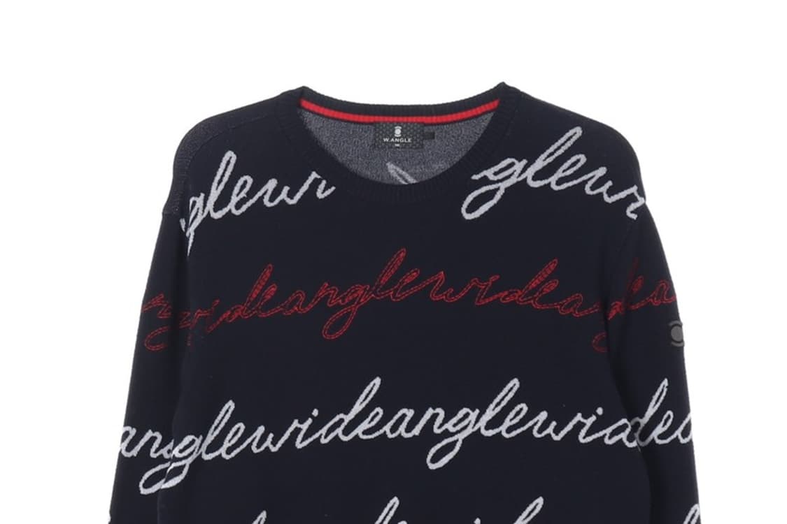 와이드앵글 네이비 레터링 패턴 골프 니트 L 상품이미지3