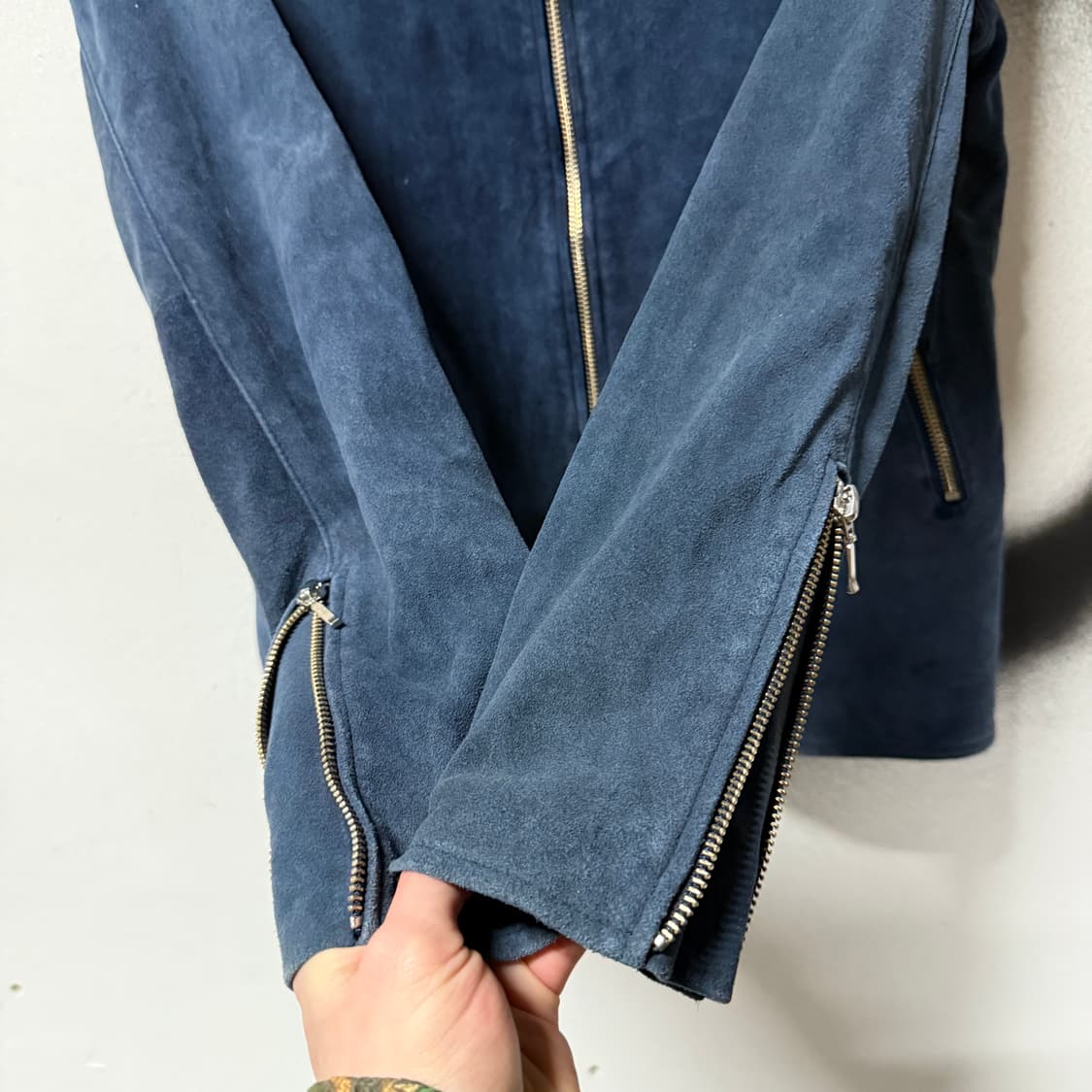 VTG 빈티지 염소 가죽 스웨이드 오픈카라 집업 자켓 상품이미지5