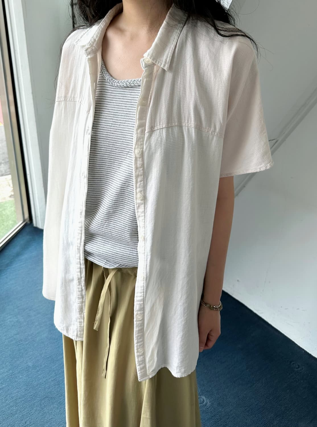 Natural cotton panel wide shirt 상품이미지8