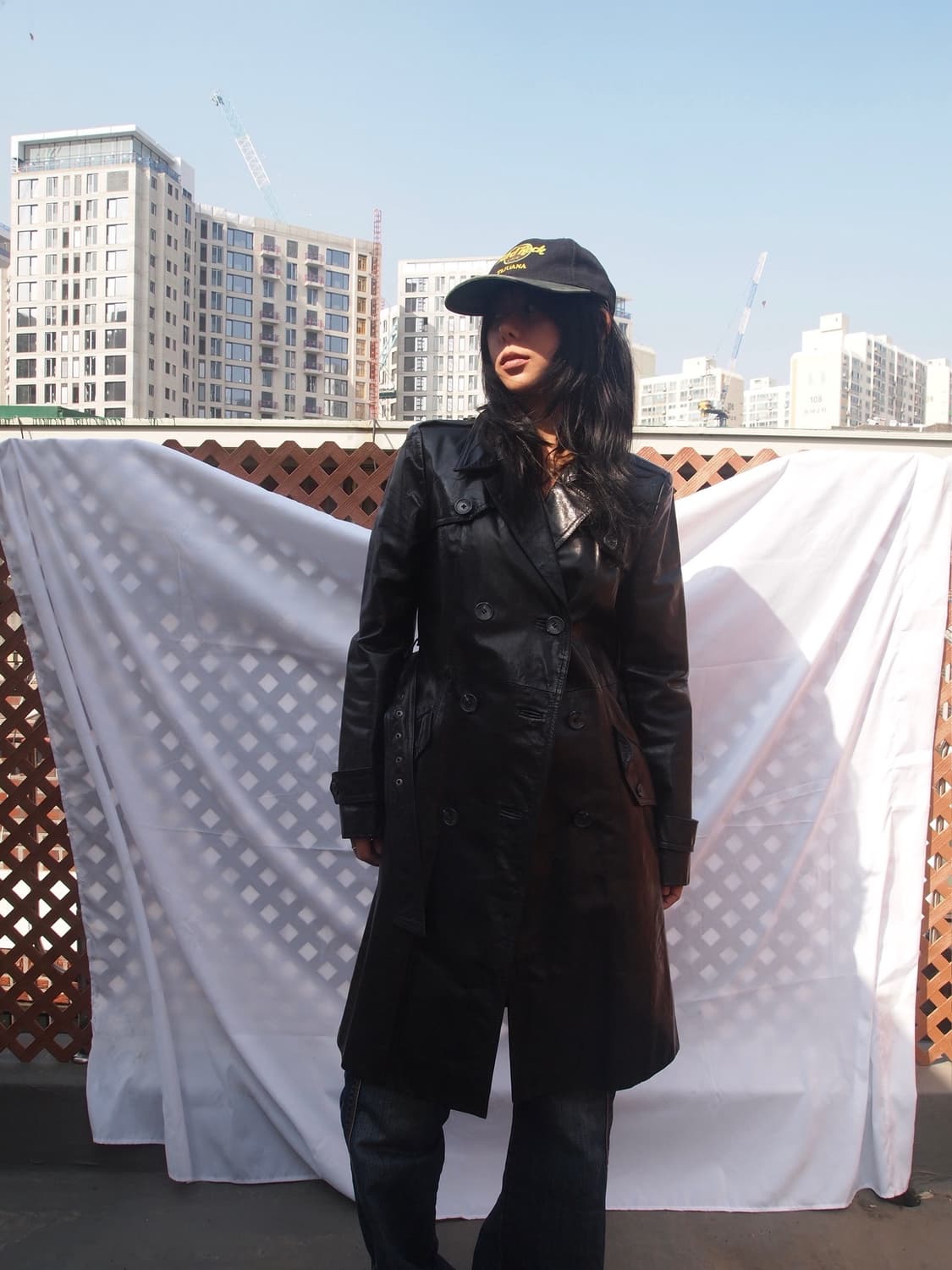 빈티지 레더 트렌치 코트 상품이미지1