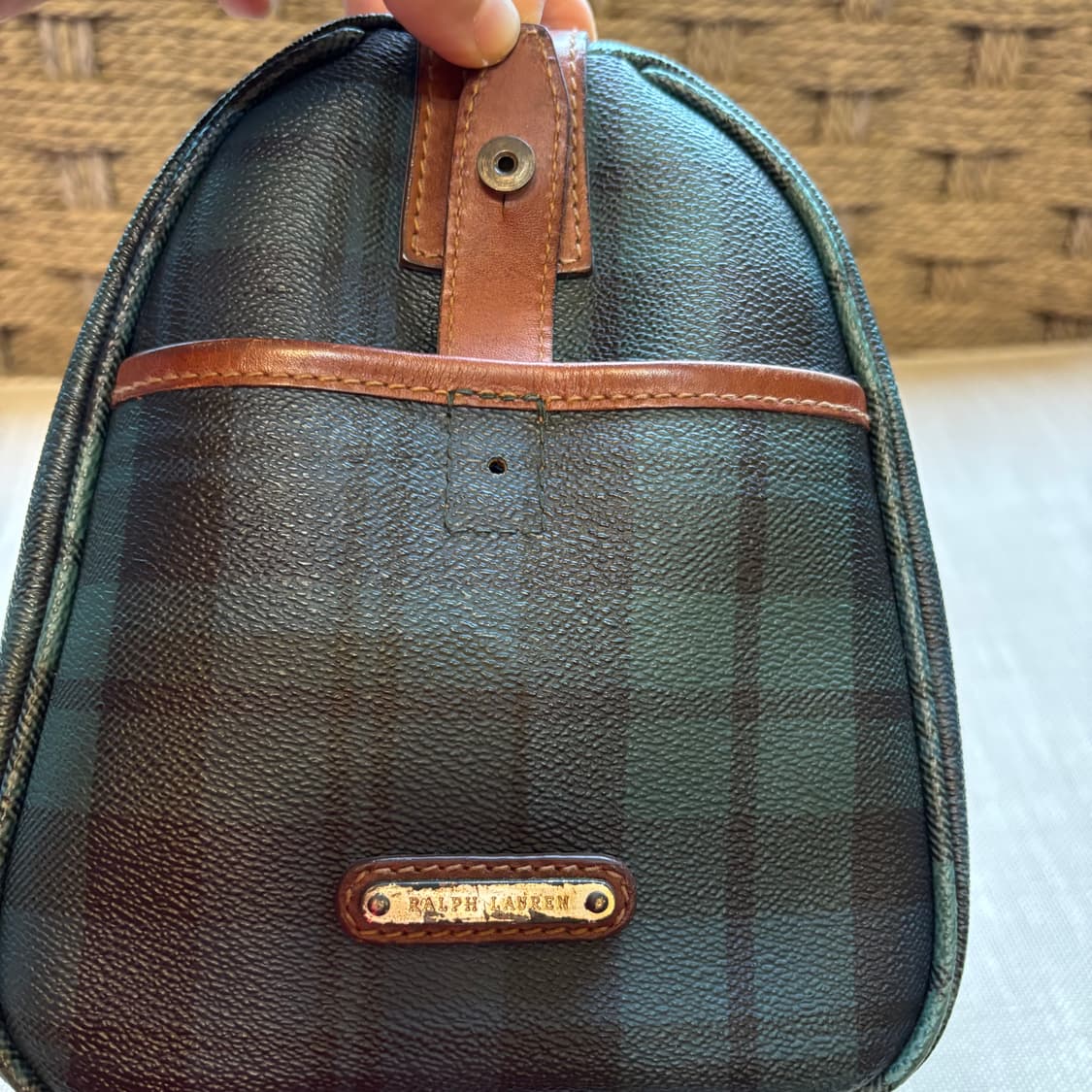 랄프로렌 블랙워치 체크 가죽 트리밍 보스턴백 토트백 상품이미지3