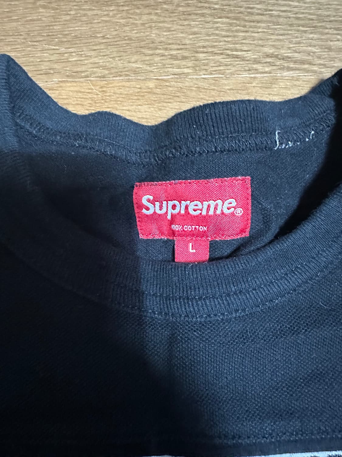 Supreme 17AW 테이프 스트라이프 롱슬리브 피케탑 블랙 L 상품이미지3