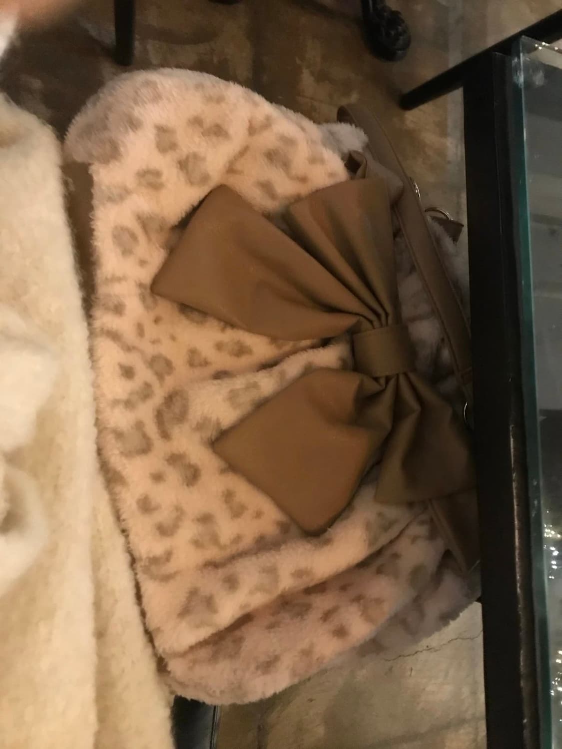 빈티지 리본 핑크브라운 딸기초코 레오파드 백 상품이미지3