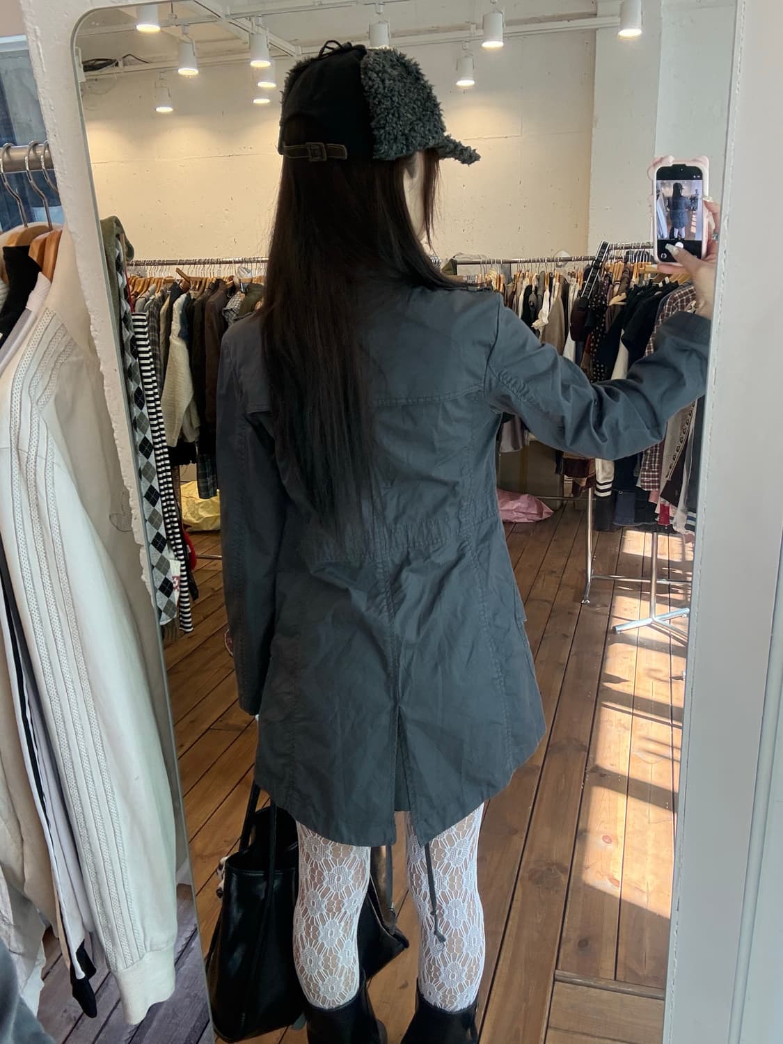 차콜 투웨이 야상 원피스 자켓 상품이미지2