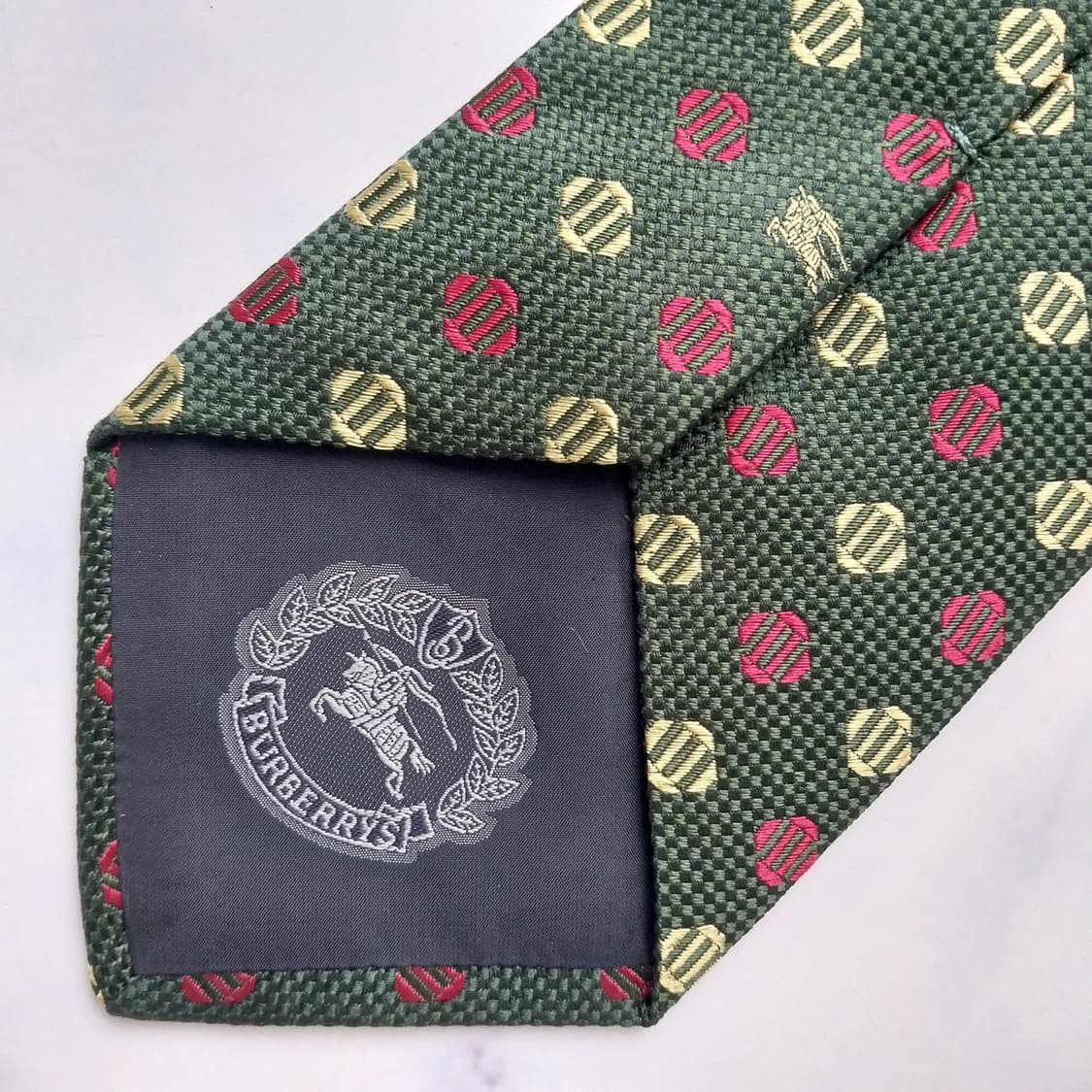 버버리 실크 그린 도트 패턴 넥타이 9.9cm S~A+등급 K2510
 상품이미지6